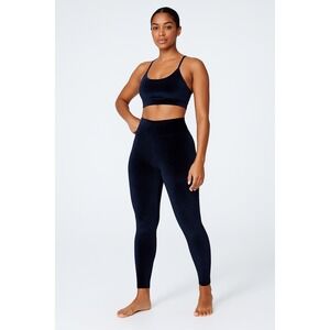 Fabletics Emma Velour Leggings Navy Blue High Rise Full Length Womens Size S‎